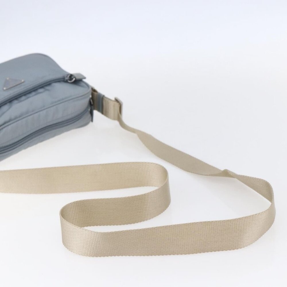 Authentic PRADA Shoulder Bag Nylon Light Blue Silver - Picture 14 of 16
